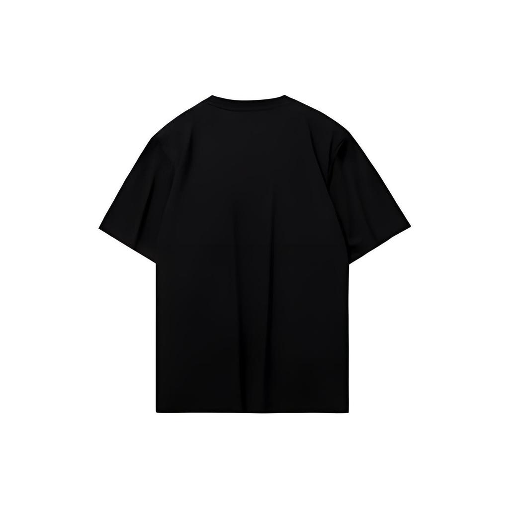 Li Ning T Shirts Unisex Black Crew Neck Moderate Straight Fit YHST175-1