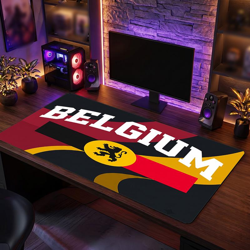 Belgium Football Crest Mouse Pad, Extended Non Slip Rubber Desk Mat for Gaming Office Laptop Fan Gift
