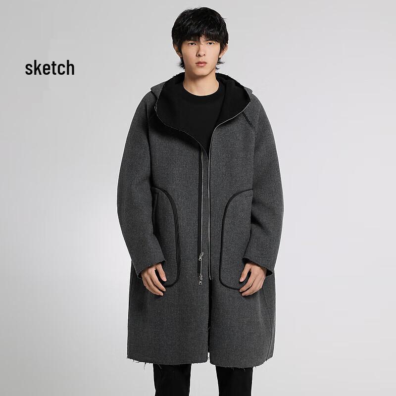 

Croquis Men s Loose Fit Hooded Wool Blend Winter Coat XS