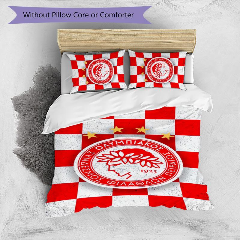 Olympiacos F.C Set Biancheria da Letto 3 Pezzi Copripiumino Chiusura Include 1 Copripiumino & 2 Federe per Tutte le Stagioni Camera da Letto Casa Arredo Stanza del Dormitorio
