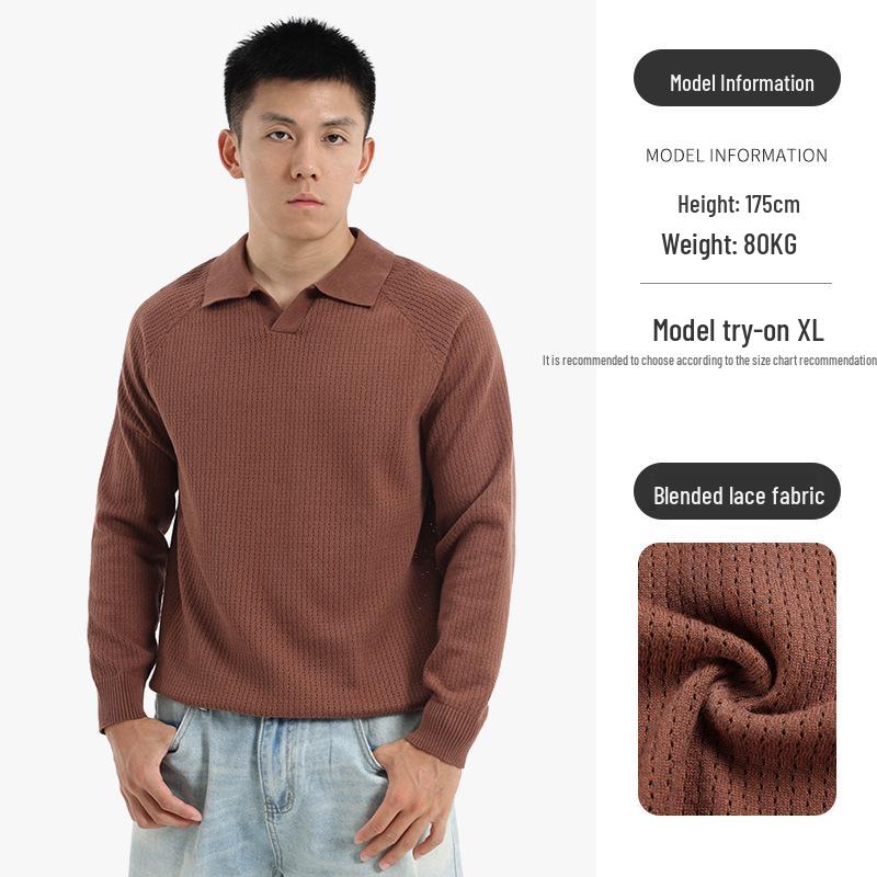 Fall/Winter Men s Luxury Seagull Collar Knit Sweater M кофейный