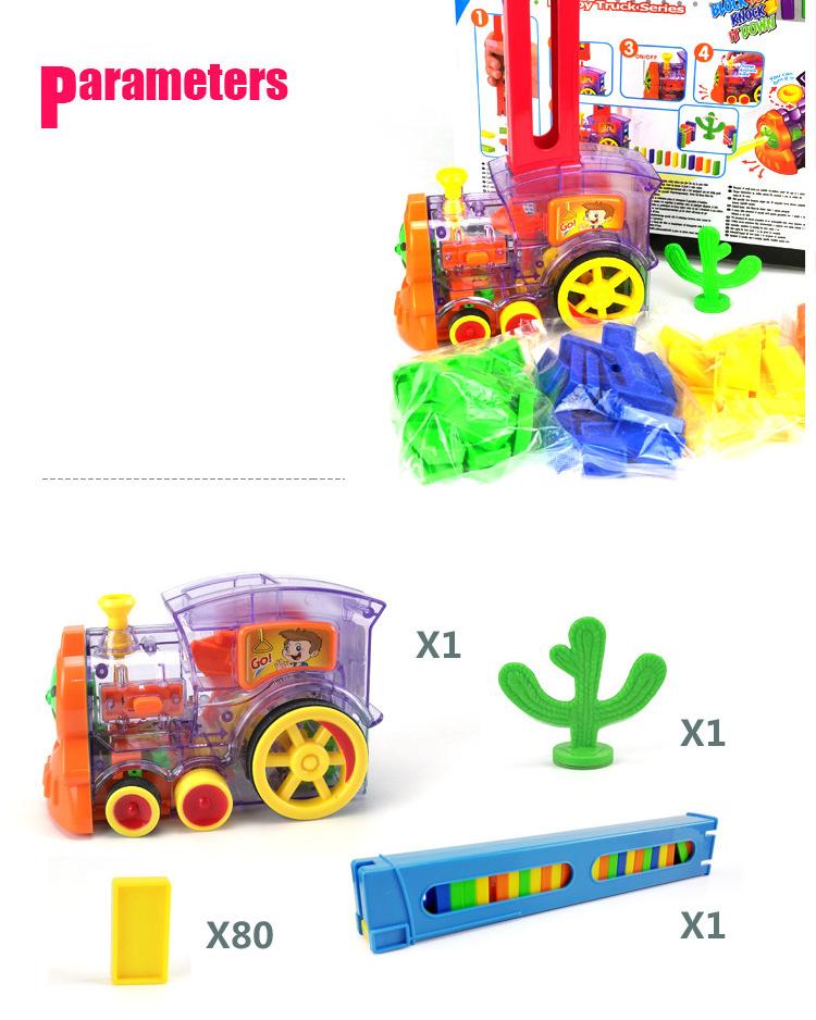 Domino Automatically Places Domino Train with Acousto-optic Building Block DIY Hand-eye Coordination Toy Set for Children Gifts