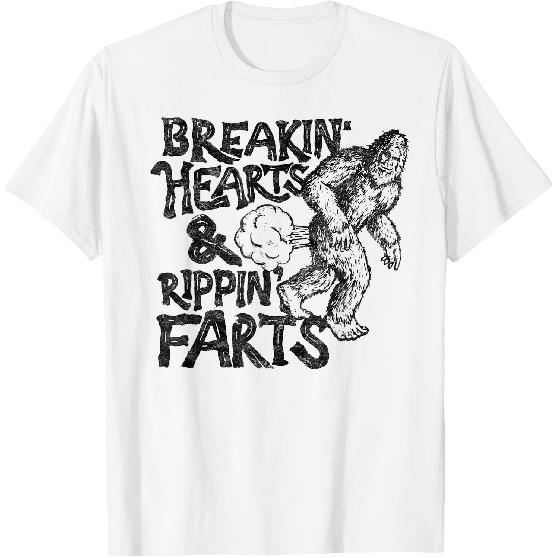 Breaking Hearts Ripping Farts! Funny Bigfoot Sasquatch Gas T-Shirt
