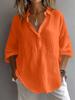 Women's Loose Fit V-Neck Casual Shirt with Single Button Detail