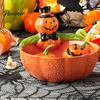 Cute Ghost Figurine Halloween Candy Bowl, Pumpkin Shaped Dish, Spooky Serving Party Food Holder Tray for Cookie, Dessert, Trick or Treat Decor