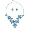 European-American Colorful Leaf Diamond-Encrusted Enamel Alloy Necklace Set