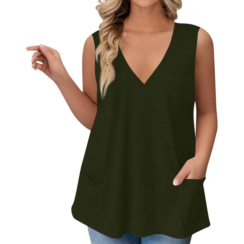 Womens Tank Top Dressy Casual Shirts Summer Loose Fit Camisole Cute Trendy Clothes Sleeveless Blouses