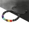 TEMU Multi-Color Volcanic Stone Woven Bracelet - Unisex Natural Beaded Jewelry