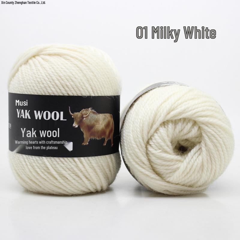Yak Wool 3-Ply Hand-Knitted Medium-Thick Yarn for Sweaters, Coats, Scarves, and Hats (DIY).