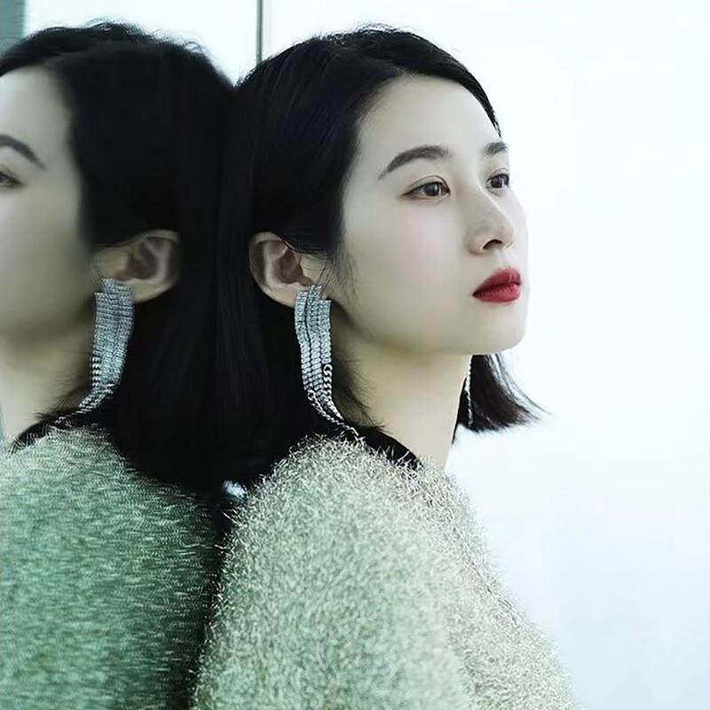Geometric Silver Zirconia Drop Earrings For Women Fashion Jewelry