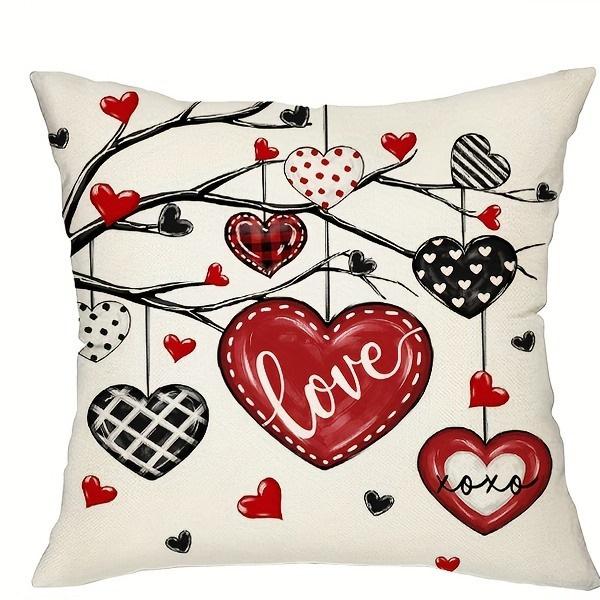 Home Decor Hearts & Hugs: Love, Kisses, and Blessings Pattern Cushion Cover Suitable for Sofa Bedroom Car Pillow Cover