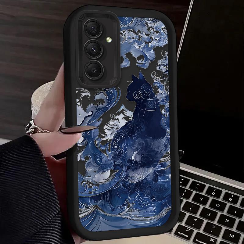 Art Splash-ink Cat Soft Case For Samsung Galaxy A54 A05 A05S A34 A24 A14 A53 A33 A23 A13 A52 A52S A32 A22 A12 A71 A51 A31 A50