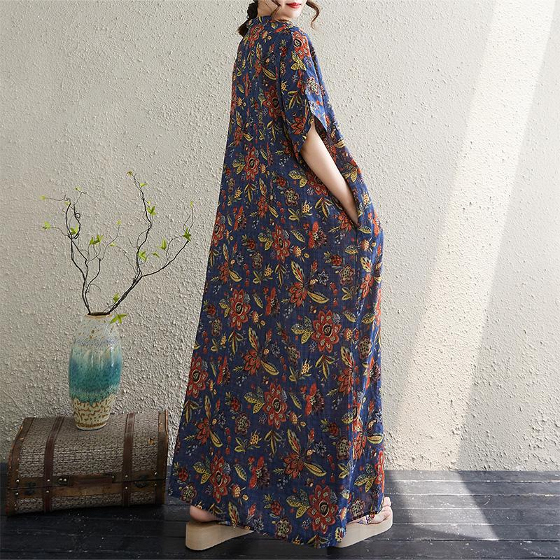 Dimanaf New 2025 Women Plus Size Floral Summer Dress Basic Casual Short Sleeve Dress Loose Vintage Beach Dress