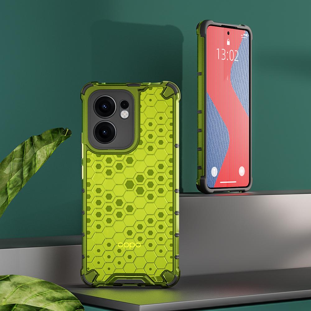 KEYSION Shockproof Armor Case for OPPO Reno13 F 5G Soft Silicone+PC Transparent Honeycomb Phone Back Cover for PPO Reno 13 F 4G