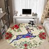 1pc Deer Floral Office Round Area Rug, Under Office Chairs Bedroom Living Room Home Decor, Room Deco