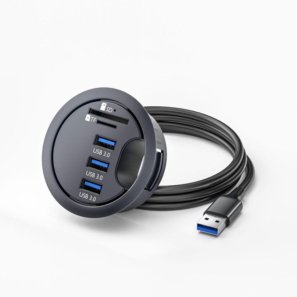 USB 3.0 Desk Hub with SD/TF Card Reader for Office Desktop
