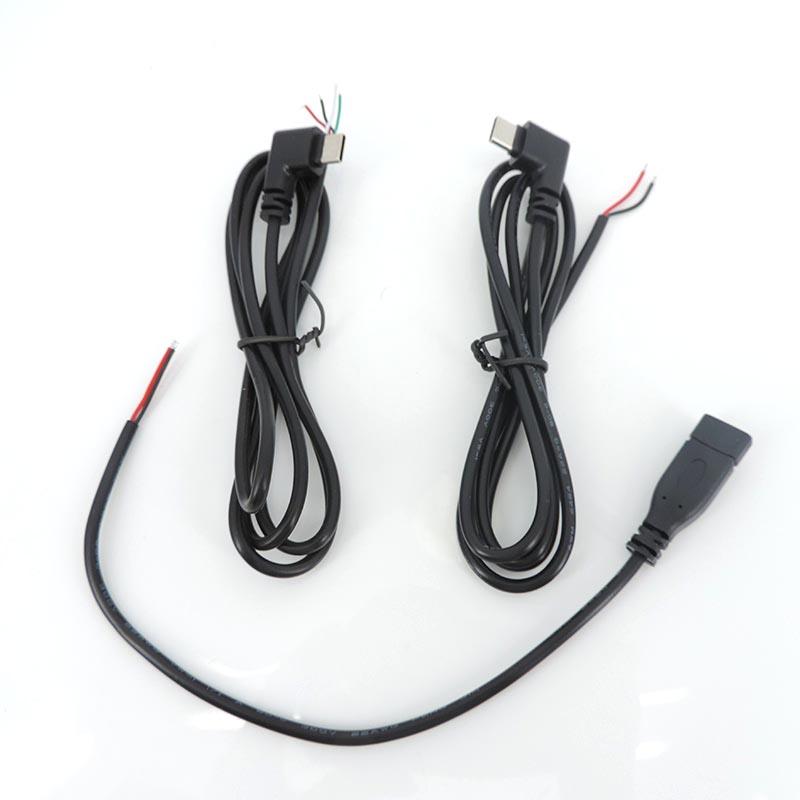 4 Stück 2/4-adriges Pin-Kabel USB 2.0 Typ C männlich weiblich Winkelstecker Typ C Kabelstecker rechtwinklig Stecker DIY Reparatur Daten Ladekabel