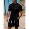 2026 Fashion Simple Solid Color Printed Set Summer Mens Street Harajuku Style Sports Gym Short Sleeve and Short Man 2 Piece Set