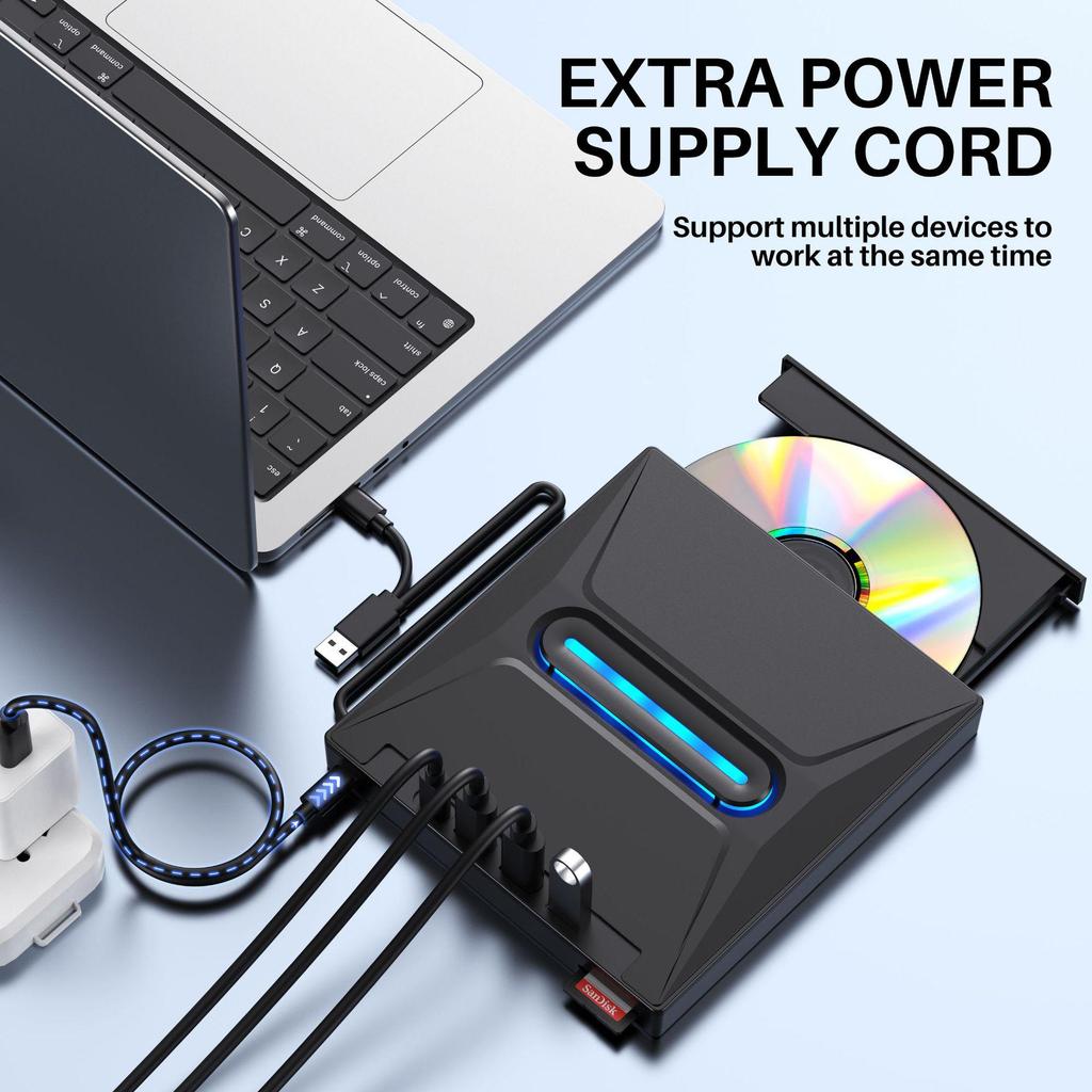 High-Speed USB External DVD Burner for Computer, Laptop & Desktop