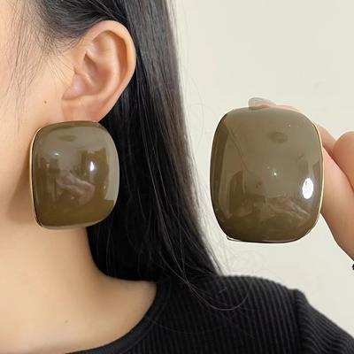 Curved Square Statement Earrings Large Geometric Earrings  Party Daily Accessories
