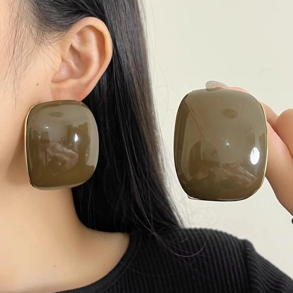 Curved Square Statement Earrings Large Geometric Earrings Party Daily Accessories