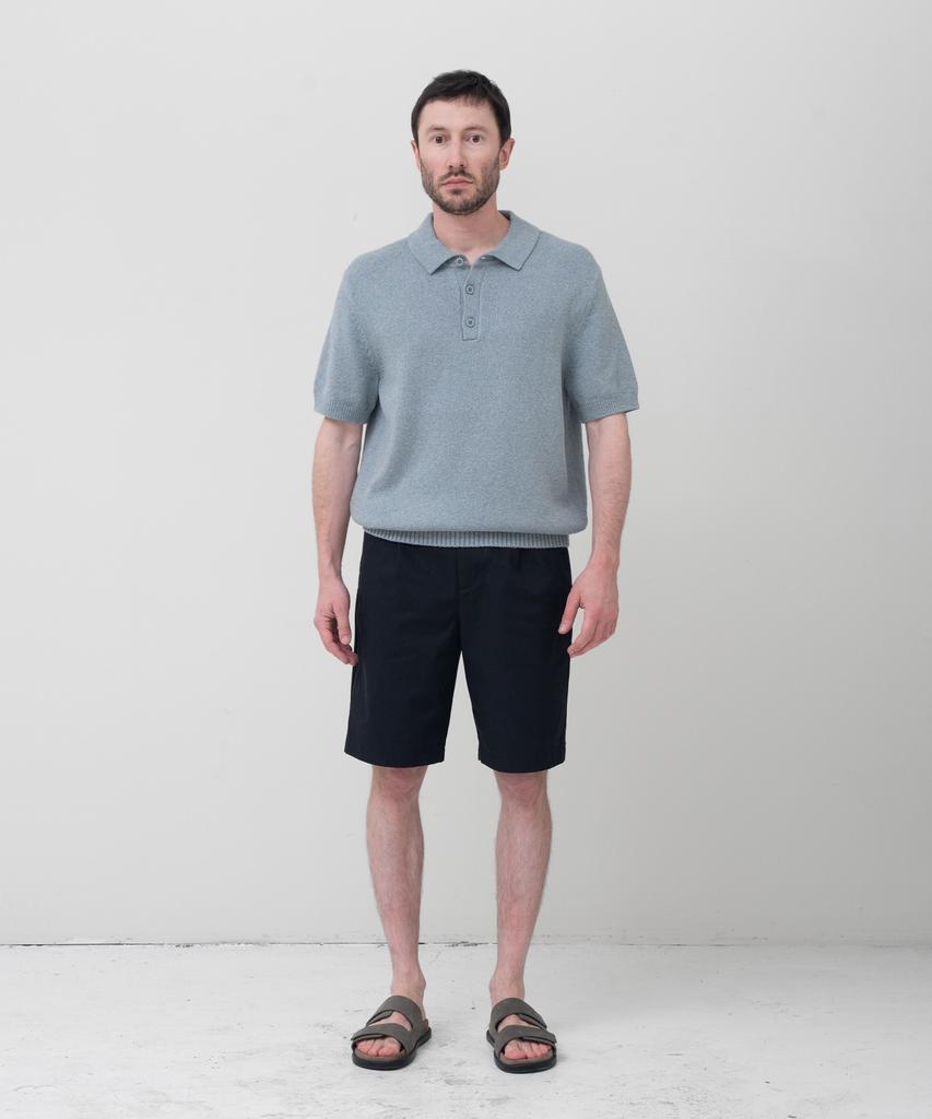 MANNERGRAM Upw Washable Cotton Polo Short Sleeve Knit Mogador Blue