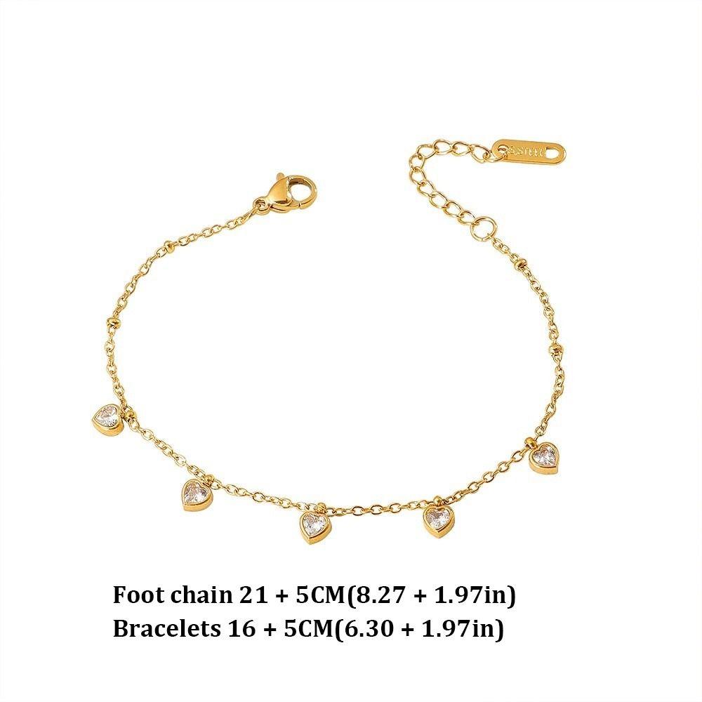 Non Tarnish Love Pendant Bracelets Adjustable Foot Chain Fashion Women's Bracelet  Birthday Gifts