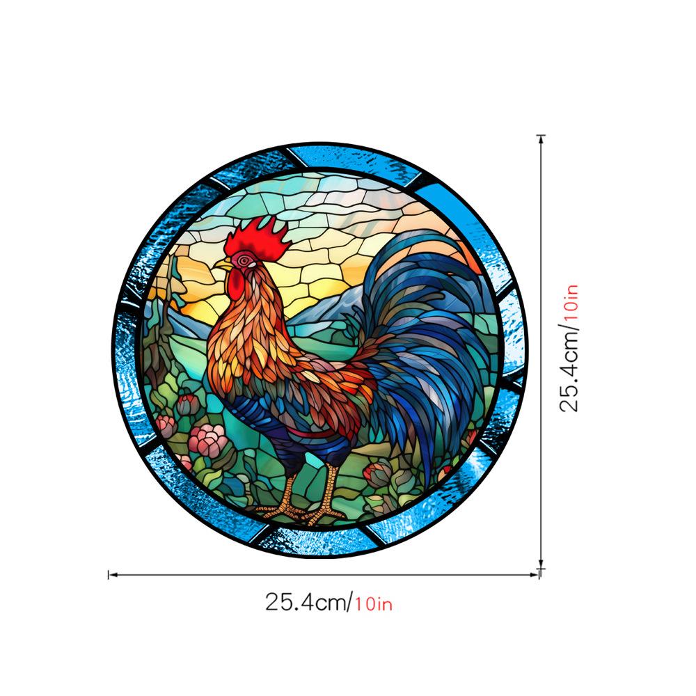 Retro Colorful Hummingbird Iris Window Glass Electrostatic Sticker Detachable Decorative Film Home Decoration