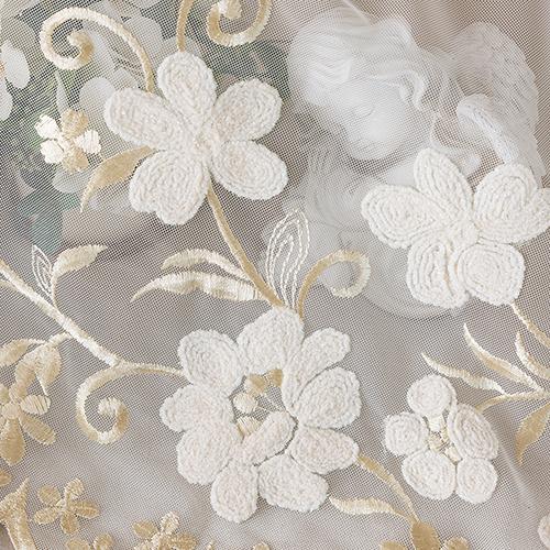1PC NAPEARL French Countryside Embroidery Short Sheer Curtain, Translucent Wavy Bottom Cabinet Window Partition Gauze Curtain Home Decor