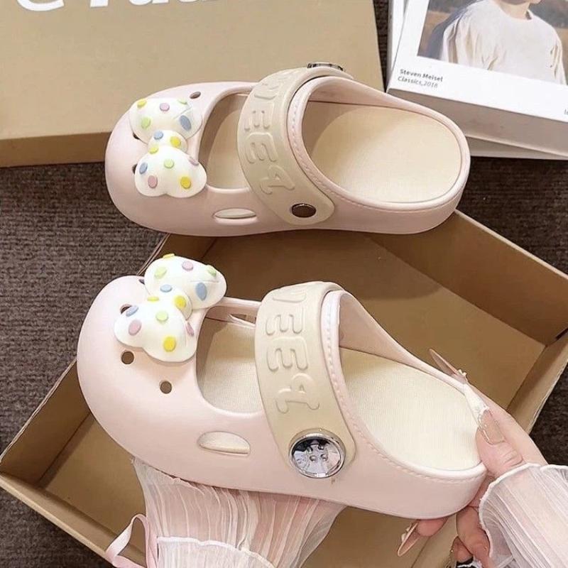 New Cute Cartoon Slippers For Women Fashion Clogs Anti-Slip Summer Shoes Girls Street Sandals 2 Way Wear Beach Slides