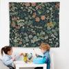Dark Green Floral Botanical Tapestry Wall Hanging,Cottage Core Decor,Nature Rustic Cottagecore Flower Plants Wall Blanket Decor