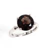 Anello dal design classico in argento sterling 925 con gemma naturale fumé rotonda da 10,0 mm, gioiello raffinato con gemma vera per l'uso quotidiano da festa da donna