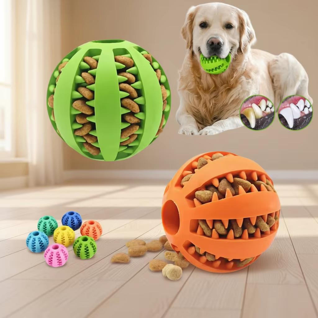 NCI PET Eco-Friendly Natural Rubber Dog Cat Chew Ball-Durable Teeth Cleaning Toy for Aggressive Chewers Exercise Boredom Buster