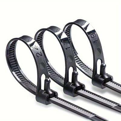 100pcs Reusable Plastic Cable Zip Ties with Quick Release, Office, and Outdoor Use, Adjustable Bag Seals and Tag Fasteners