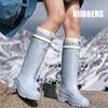 High Tube Women's Rubber Shoes Waterproof Bundle Rain Shoes Women's High Waterproof Mouth Women's Rain Boots Heightening Outdoor Fashion Water Boots
