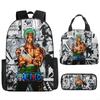 ONE PIECE one piece zaino scolastico zaino Luffy Studenti della scuola primaria e secondaria Zaino di grande capacità Borsa per il pranzo per bambini