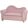 Children's Sofa, Two-Seater for Children 3-5 Years, Storage Space, Natural Wood Frame, 84 x 41.5 x 48.5cm, Pink