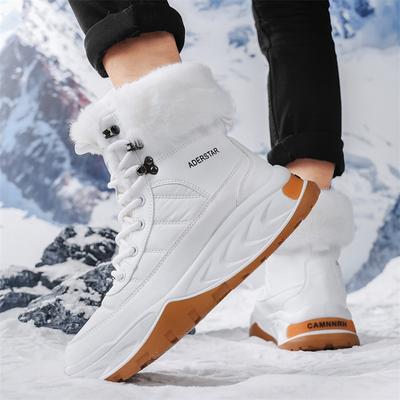 Botas de Neve de Inverno para Homem Super Quentes Botas de Caminhada para Homem Couro Impermeável de Alta Qualidade Botas de Cano Alto para Homem Ténis Antiderrapantes para Exterior