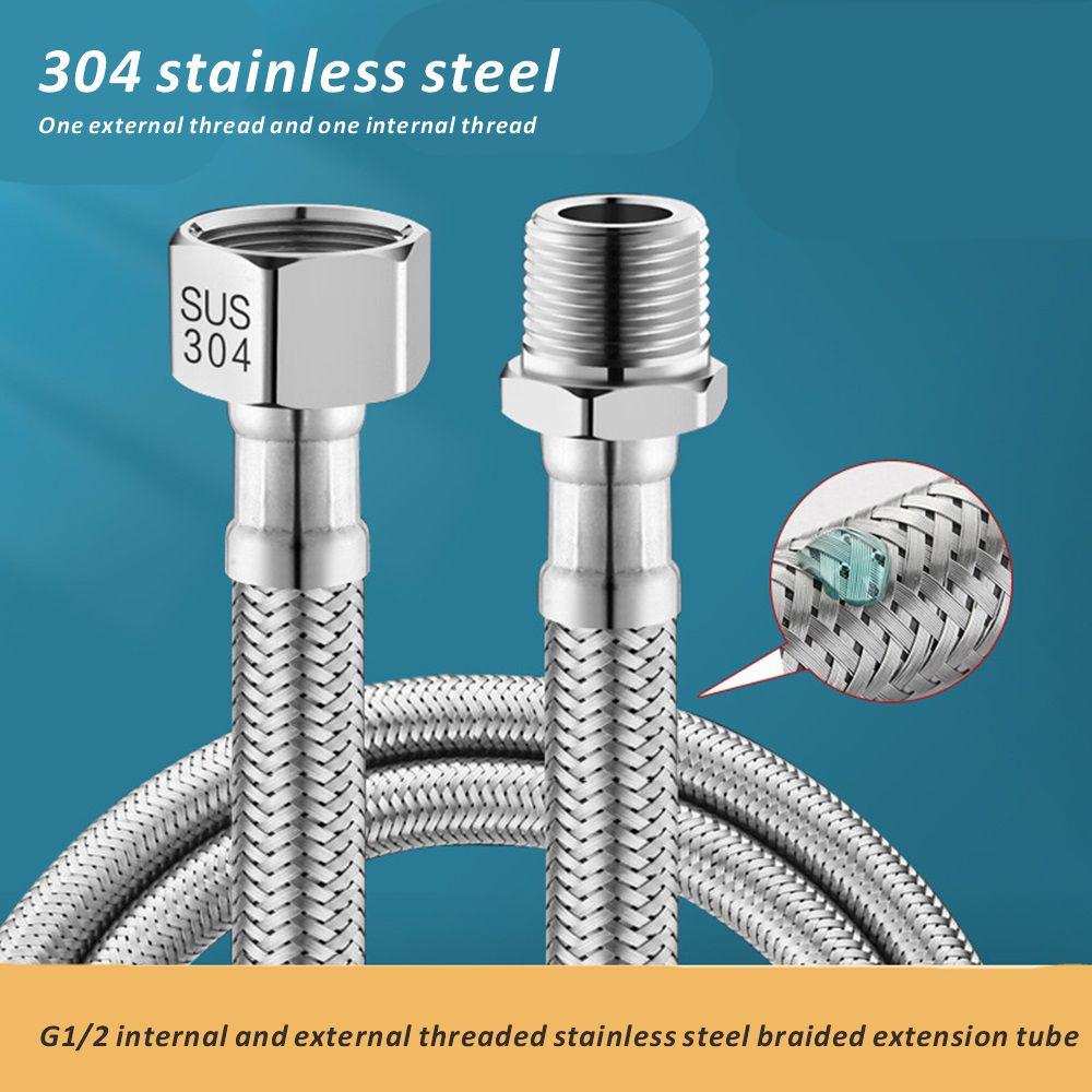 G1/2 Internal and external threaded braided tube Shower Hose Stainless Steel Flexible Shower Head Pipe for Bathroom Accessories