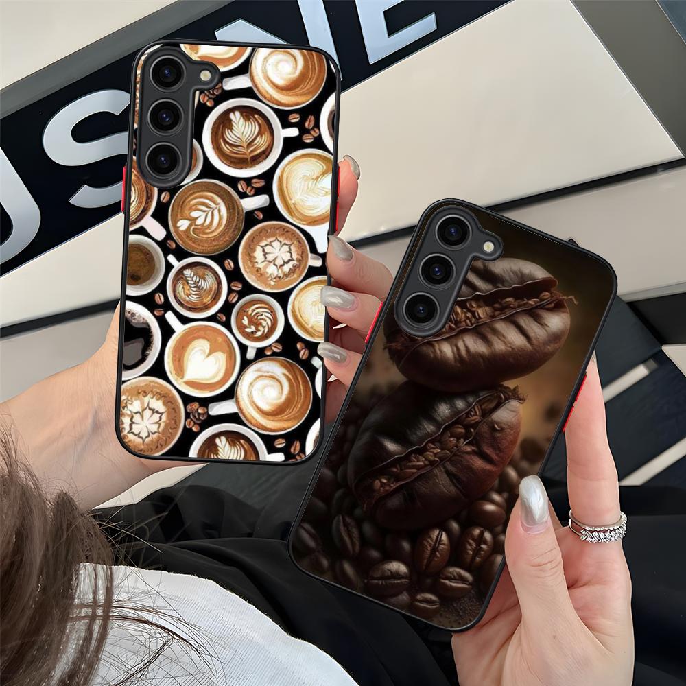Coffee Beans Silicone Mobile Phone Case for Samsung Galaxy S26 S25 S24 S23 S22 S21 Plus FE Ultra Colorful Cover