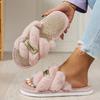 Women'S Minimalist Stylish Indoor Home Comfortable Silent Warm Soft-Soled Open-Toe Slide Slippers