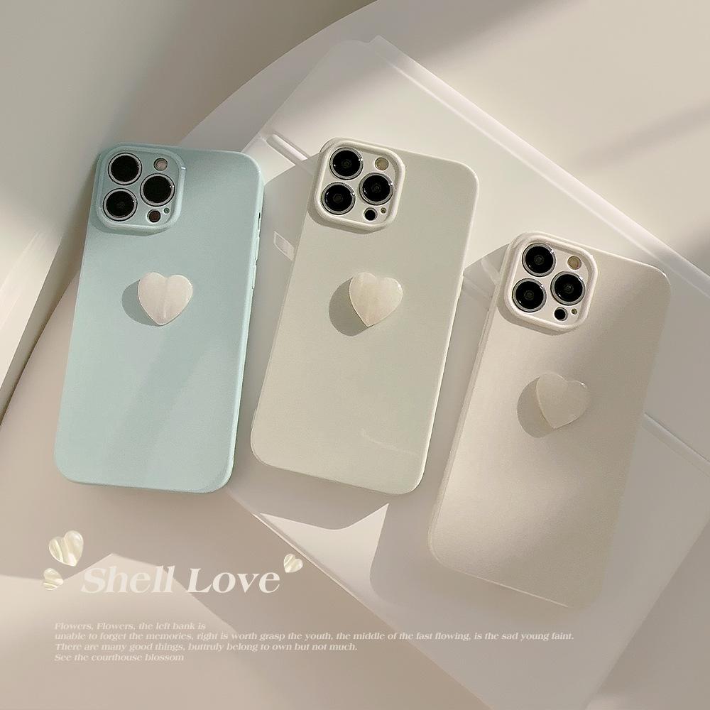 Three Dimensional Love Iphone14 IPhone 13 Pearl Shell 16 Solid Color 12 Suitable for 15promax Simple