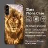 Luxurious Lion Pattern Tempered Glass Phone Case for Samsung Galaxy S25 Ultra S24 S23 Plus S22 S21 S20 FE M55 M54 5G Back Cover