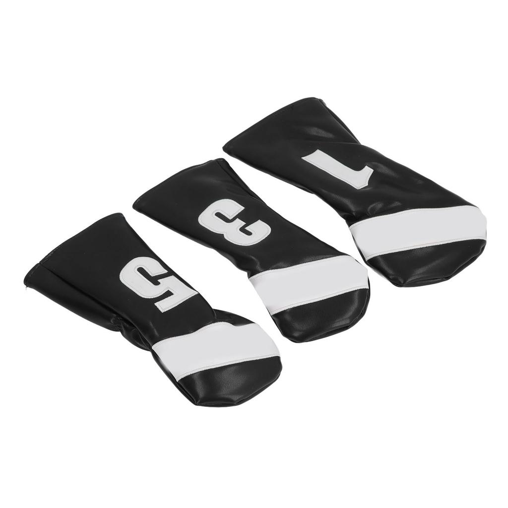 3PCS Head Cover PU Leather Waterproof Protective Headcovers Set with Plush Lining for Woods