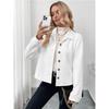 IHUASU Women's Vintage Casual Solid Color Print Autumn Winter Long Sleeve POLO Neck Jackets & Coats