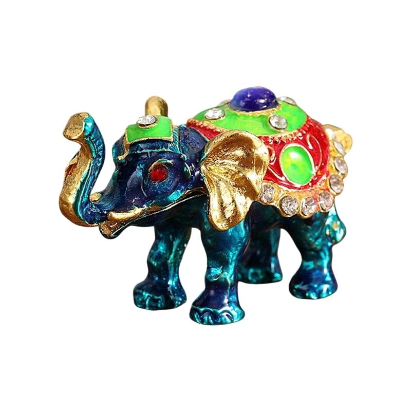 Elegant Thai Styles Metal Elephant Jewelry Box With Full Diamonds Decoration For Rings And Necklaces