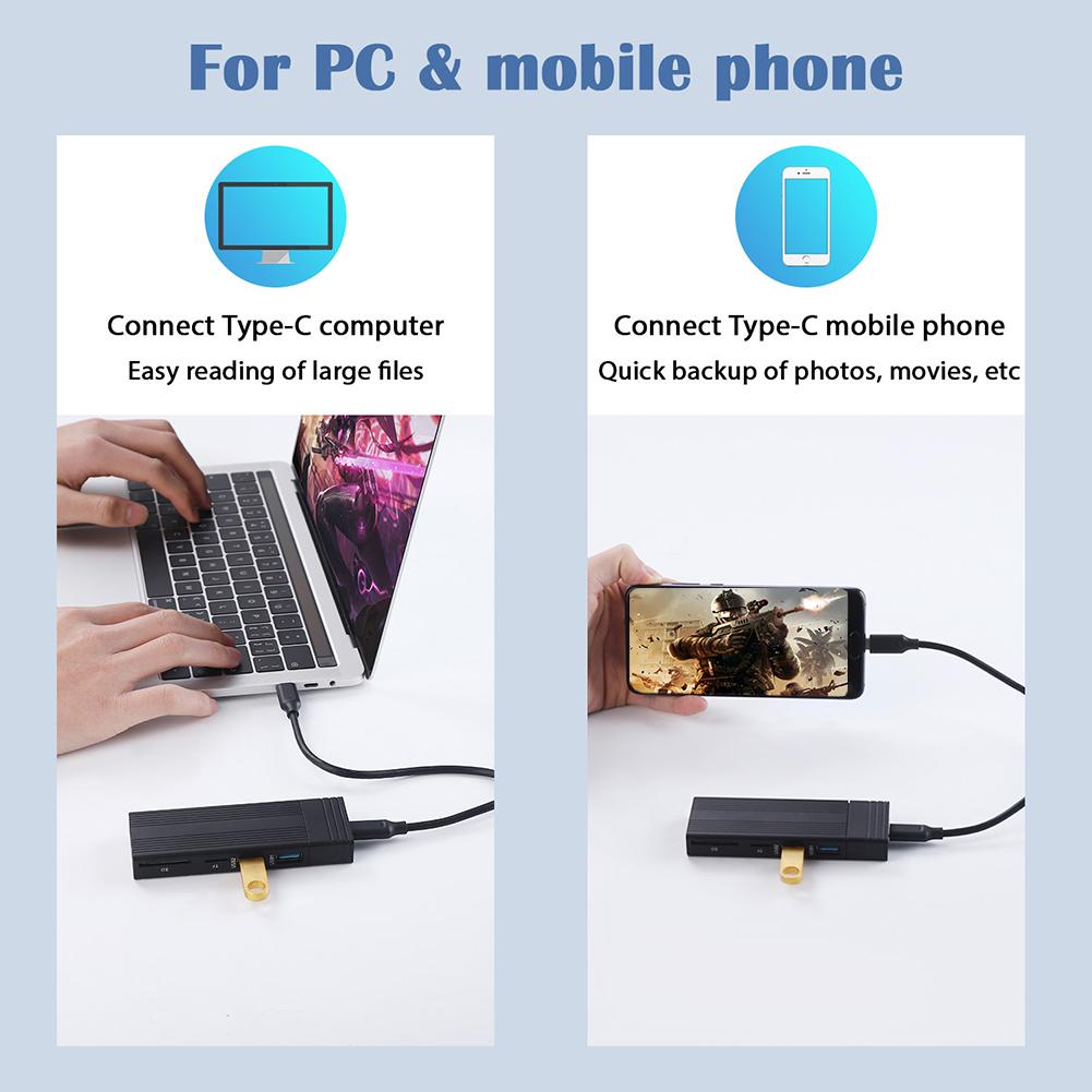 M2 NVME NGFF Mobile SSD Case M.2 SSD Enclosure External USB HUB USB 3.2 Gen 2 Type C Adapter Dock 10Gbps for Desktop Laptop