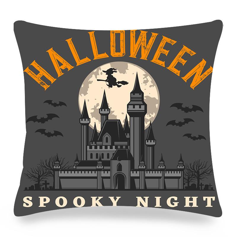 Halloween Pumpkin Ghost Castle Digital Printing Short Plush Pillow Covers for Car Sofa Office Cushion Cover Home Goods 60x60cm