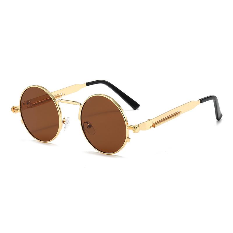 Personalized metal round frame European and American fashion trend punk sunglasses men's high-end spring sunglasses women