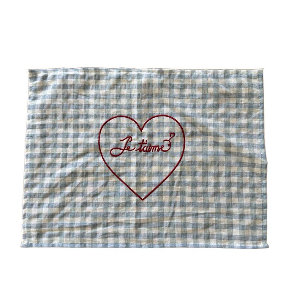Square Checkered Tablecloth Elegant Table Mat Home Decoration Heart Embroidered Placemats  Kitchen